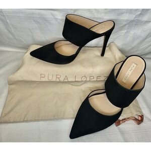 PURA LOPEZ Black Suede Stiletto Heels - Sexy Sophisticated Look For Day/Night
